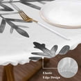 thumbnail image 5 of Grey Snowflake Christmas Fitted Tablecloth with Elastic Edged, Round Table Cloth for Dining Table, Xmas Abstract Art Winter Waterproof Oil Proof Table Cover for Indoor Outdoor 36"-44", 5 of 9