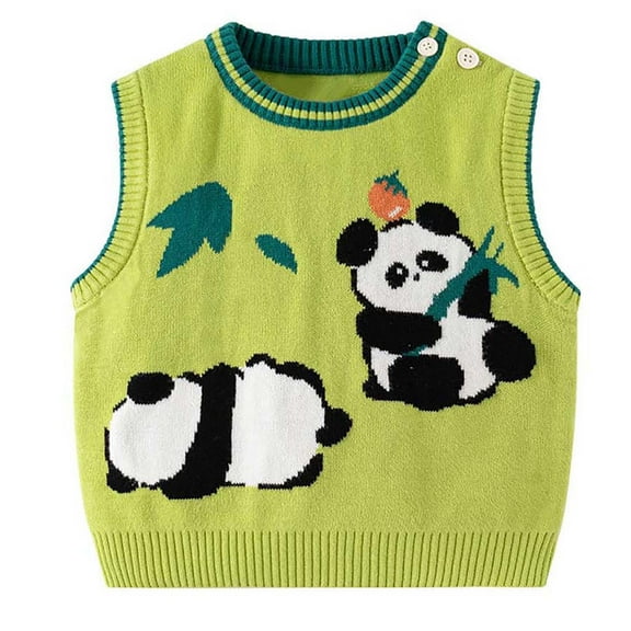 Odeerbi Infant Boys Girls Sweater Vest Fall Winter Thermal Sleeveless Sweater Soft Knitted Sweater Infant Clothes Green