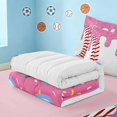 thumbnail image 5 of Manfei Kawaii Baseball Zipper Queen Comforter Set with Fitted Sheet and 2 Pillowcases, Cute Sports Zipper Bedding Set, Pink Red Blue White, 5 of 7