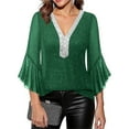 thumbnail image 4 of Mifsaly Christmas Sequin Tops for Women Party Ruffle 3/4 Sleeve Elegant Glitter Top Loose Tunic Xmas V-Neck Holiday Blouse 2025 Work Festival Dressy Casual Outfit, 4 of 9