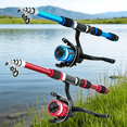 thumbnail image 3 of Riwcyla Kids Fishing Rod Set, Telescopic Fishing Pole and Reel Combo for Children, Includes 2 Rods 2 Spinning Reels Tackle Box with  Bait & Hooks, Portable Carry Bag, Red + Blue, 3 of 8
