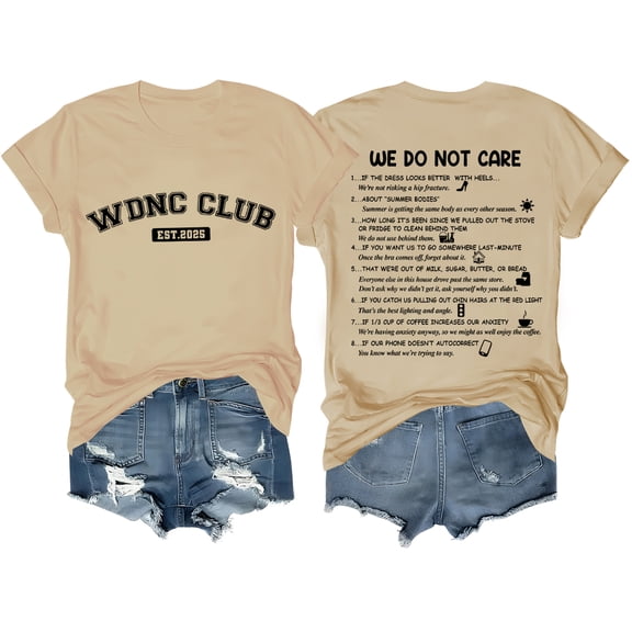 We Do Not Care Club Shirt WDNC Club T Shirts For Women Man WDNC Club Letter Printed Graphic Tops