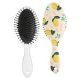 thumbnail image 2 of Lemon Hair Brush, Retro Floral Lemon Design Detangling Hairbrush, Bright Yellow Summer Fruit Pattern, Cute Vintage Style, Comfortable Grip, 2 of 8