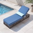 thumbnail image 3 of Opohoro Adjustable Outdoor Rattan Wicker Chaise Lounge for Patio, Poolside with UV-Resistant 5" Thick Cushion - Blue, 3 of 12