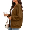 thumbnail image 7 of Hurxie Women Sweatshirt Cardigan Open Front Jacket Oversized Lightweight Loose Fit Pocket Casual Athleisure Outerwear Khaki,S, 7 of 7