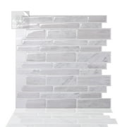 Tic Tac Tiles 10-Sheet Peel and Stick Self Adhesive Removable Stick On Kitchen Backsplash Bathroom 3D Wallpaper Tiles in Polito White