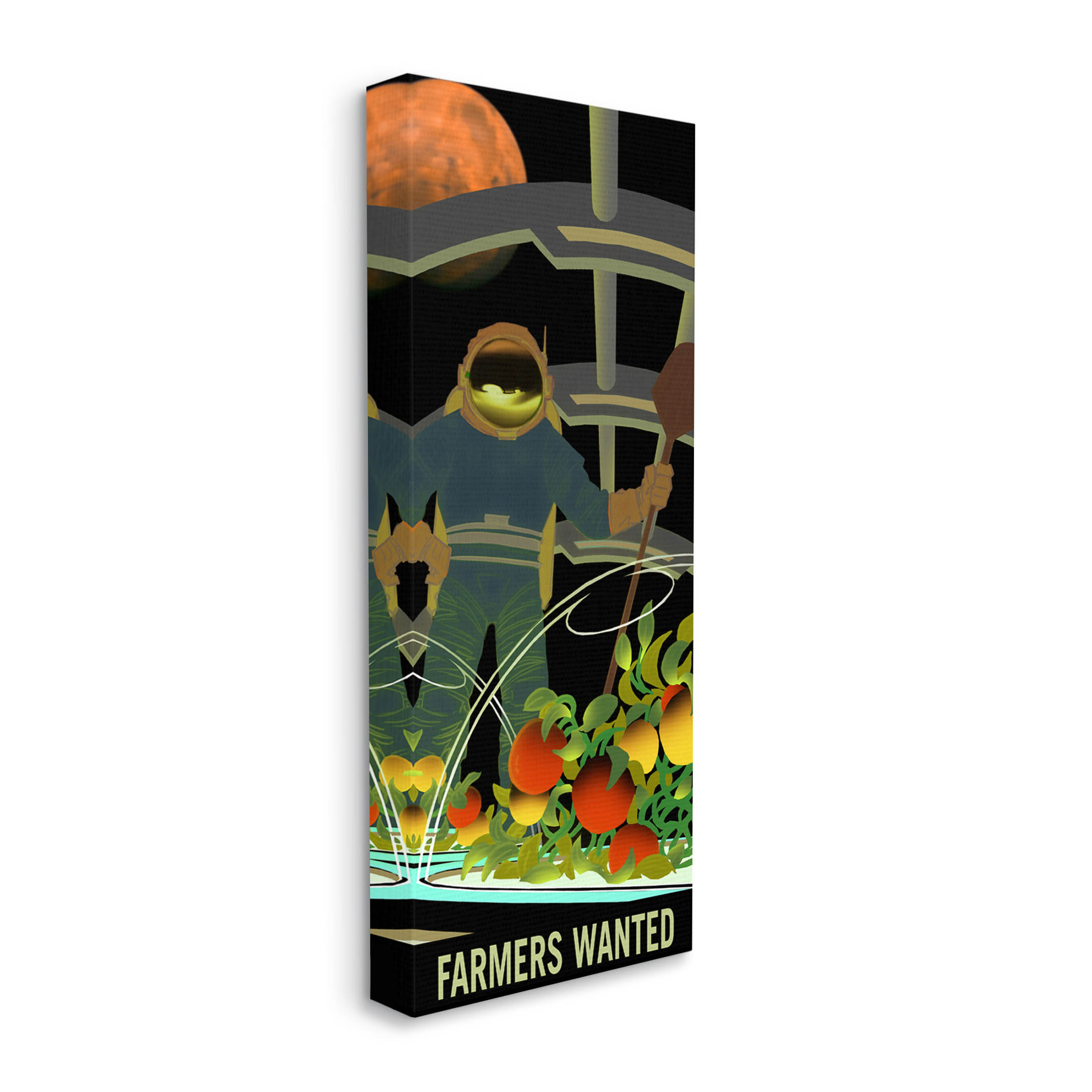 Farmers Wanted Astronaut Moon Art for Kids Graphic Art Gallery Wrapped Canvas Print Wall Art