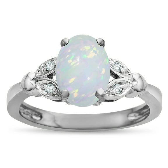 Star K � Oval 8x6 Genuine Opal Marquee Design Engagement Promise Ring