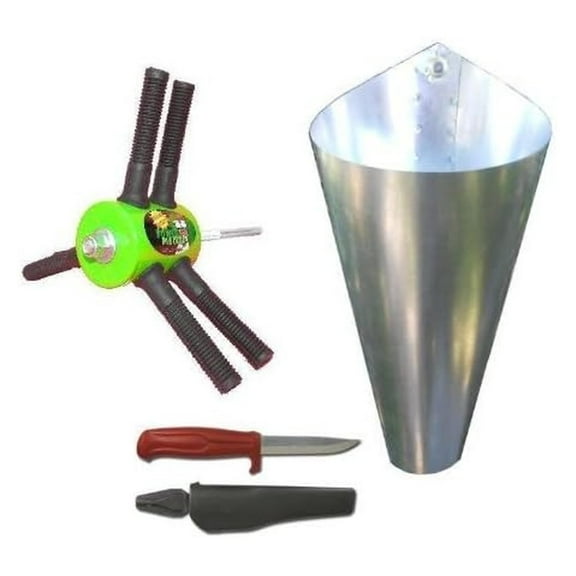 Poultry Plucker Kit - Drill Powered Chicken Plucker, Restraining Cone & Mora Knife