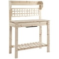 thumbnail image 6 of Outsunny Outdoor Potting Bench Table, Wooden Workstation with Sliding Tabletop, Storage Shelf and Dry Sink, for Greenhouse, Garden, Patio, Natural, 6 of 9