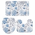 thumbnail image 2 of Summer Ocean Bathroom Rugs Set Blue Grey Coral Shell Marine Life Coastal Non Slip Absorbent Soft Bath Mats 3 Piece Set with Bathroom Rug, U-Shaped Floor Mat, Toilet Seat Cover Small Size, 2 of 9