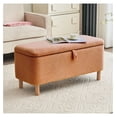 thumbnail image 2 of Boucle Bedroom Living Room Entryway Storage Ottoman Bench, Upholster Bed End Window Shoe Seat Large Rectangle Cushion Padded Foot Rest Toy Blanket Chest Cute for Girl Kid, Burnt Orange, 2 of 8