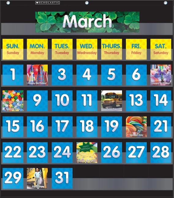 Monthly Calendar (Black) Pocket Chart (Other) - Walmart.com - Walmart.com