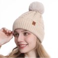 thumbnail image 2 of Otntypg Winter Beanie Hats for Women with Faux Fuzzy Pom Warm Soft Stretch Cozy Knit Fleece Thermal Snow Ski Skull Cap for Cold Weather, 2 of 6