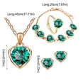 thumbnail image 3 of Yuehao Jewelry Sets, Gifts for Women, Fashion Crystal Heart Necklace Earrings Ring Bracelet Four Piece Set (Green, One Size), 3 of 3