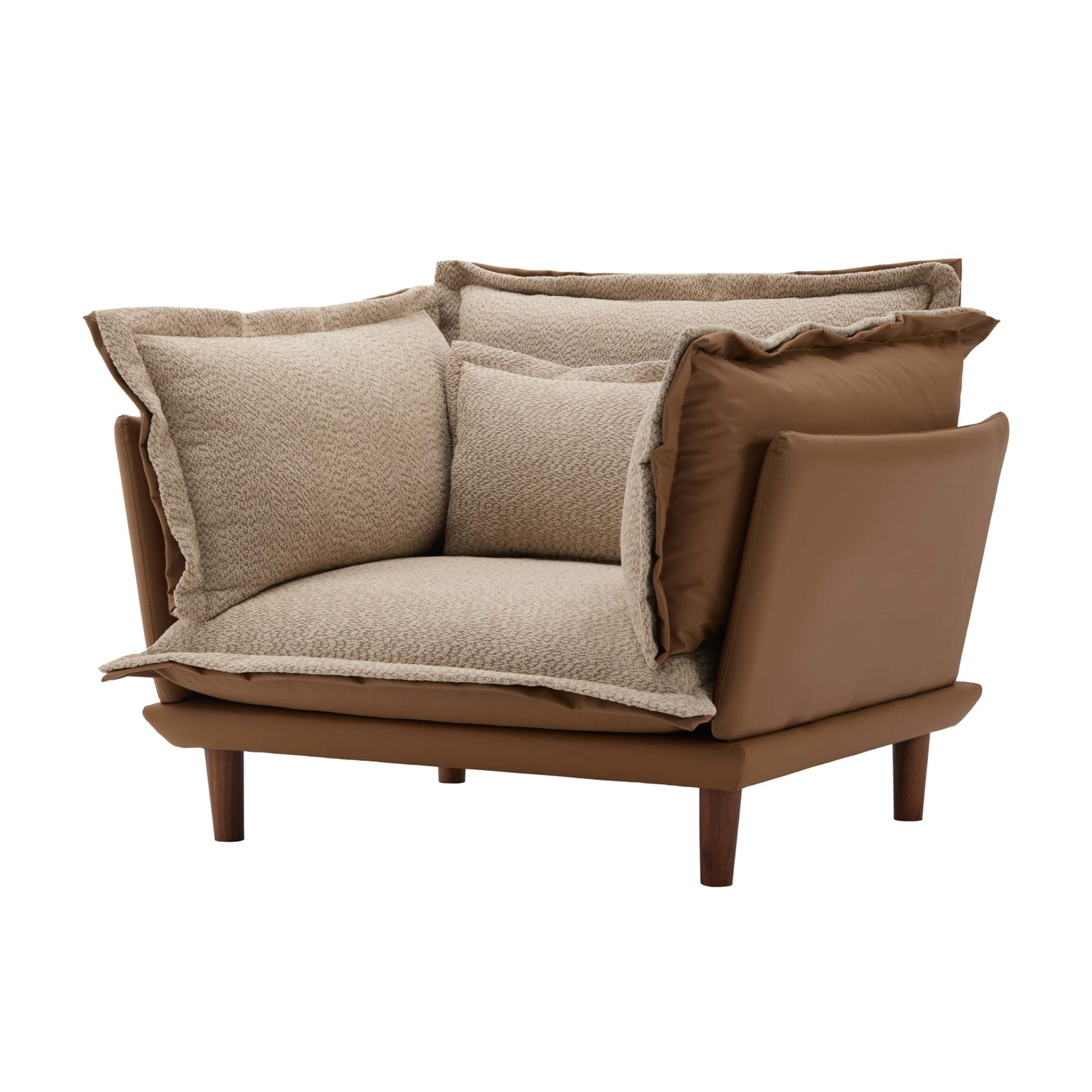 Aureth Modern Convertible Lounge Armchair with Reversible Upholstery, Feather-Filled Cushions, Orange