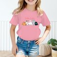 thumbnail image 2 of Toddler Girl Shirts Kid Leisure Graphic Round Neck Short Sleeve Tee Summer Casual Girls' Tops, Tees Pink 5 Years-6 Years, 2 of 5