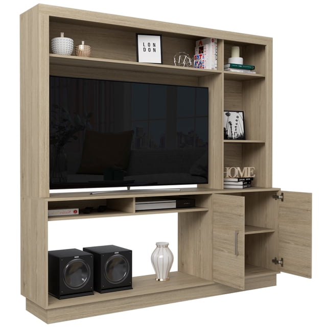 Mueble Mesa P/ Tv 55pulg Beige C/ Entrepaños Excelsior