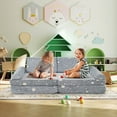 thumbnail image 2 of Honeyjoy Canapé Modulable pour Enfants 8 Pcs avec Poignées Housses Lavables à la Machine pour Construire un Fort Gris, 2 of 10