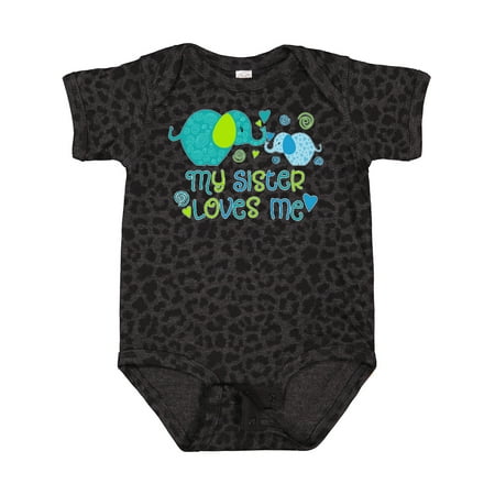 

Inktastic My Sister Loves Me- Cute Elephants Gift Baby Boy or Baby Girl Bodysuit