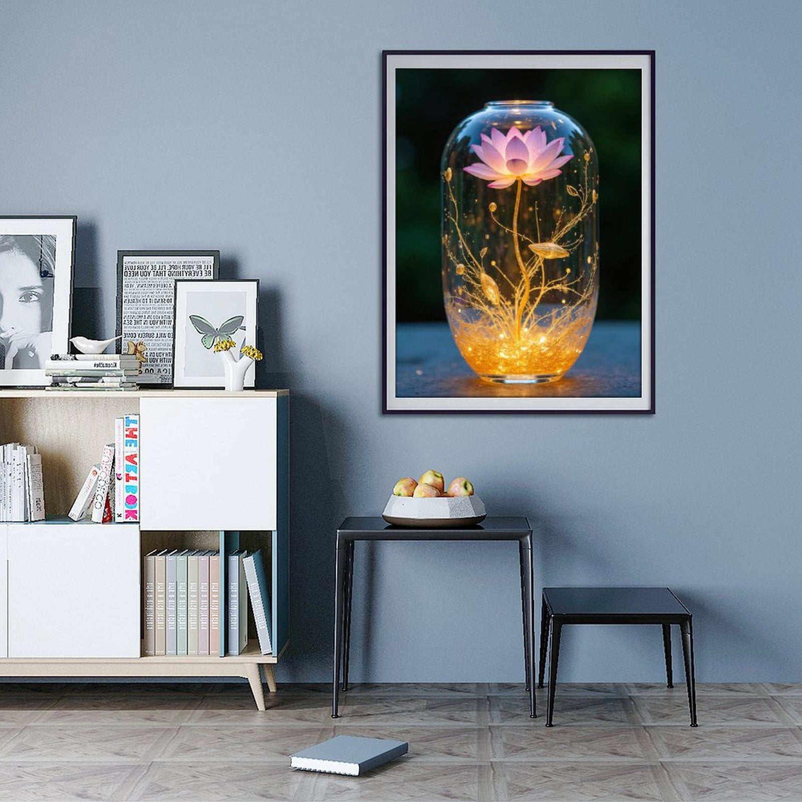 Diamond Art Kit for Adults, Lotus Light Glass Enchantment Diamond Painting for Adults Beginners, DIY Diamond Art Painting Kits, 5D Diamond Painting Crafts for Home Decor 12x16 Frameless