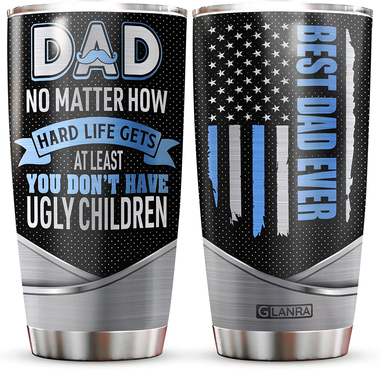 (Up to 4 Kids) Papa Bear The Most Powerful And Relentless Man Personalized  Father's Day Gift For Dad Stepdad From Daughter Bonus Dad Tumbler 20oz Insulated  Cup