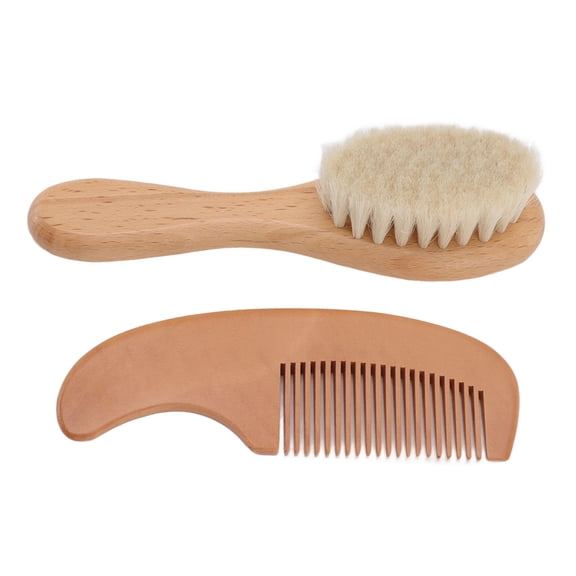 Xirurus Natural Goat Hair Baby & Men’s Brush & Comb Set – Soft Wool, Ergonomic Wood Handle, Ideal for Baby Bath & Beard Care