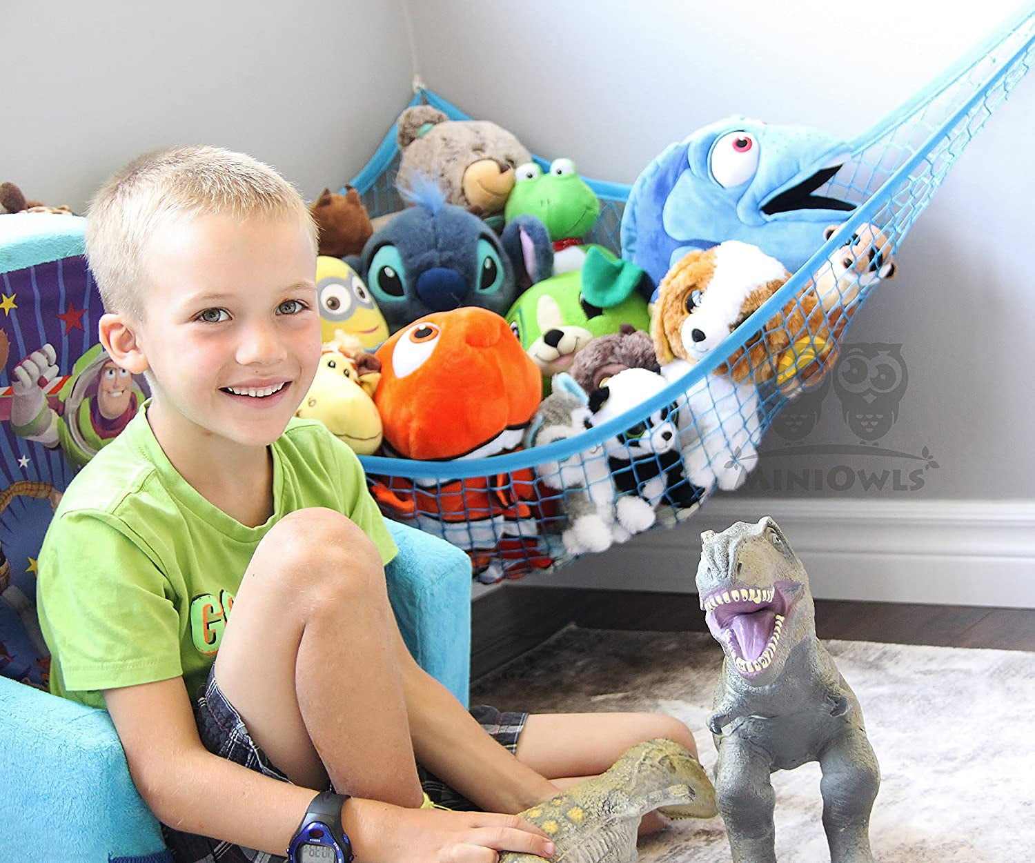 Blue Kidde Time Toy Storage Net for Stuffed Animals Hammock