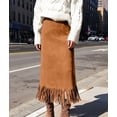 thumbnail image 6 of Suede Skirts for Women Fall Winter Midi Pencil Skirt with Tassel Light Brown XL, 6 of 7