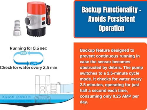 SEAFLO 12V 13B Series 800 GPH Automatic Water Sensing Bilge Pump