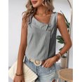 thumbnail image 4 of Women'S Button Asymmetrical V Neck Striped Print Blouses Casual Sleeveless Tank Top Summer Shirt Tops Black XL, 4 of 7