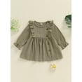 thumbnail image 2 of Suealasg Baby Girls Fall Dress 6M 1T 2T 3T Toddler Girls Flying Sleeve Crewneck A-line Dress Spring Autumn Dress, 2 of 7