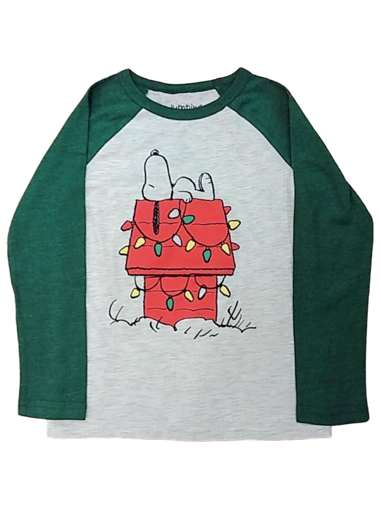 Peanuts Boys Christmas Light Snoopy Dog House Long Sleeve T-Shirt Tee ...