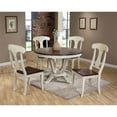 thumbnail image 2 of Napoleon Chic Country Cottage Antique Oak Wood and Distressed White 5-Piece Dining Set with 48-Inch Round Pedestal Base Fixed Top Dining Table Brown/White, 2 of 2