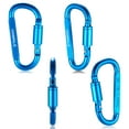 thumbnail image 5 of 9 Pack Aluminum Alloy D-ring Locking Carabiner Clip Set Screw Lock Hanging Hook Buckle Keychain with Steel Wire Ring for Outdoor Camping Hiking, 5 of 9