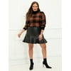 ELOQUII Elements Plus Size Oversized Plaid Intarsia Mock Neck Sweater