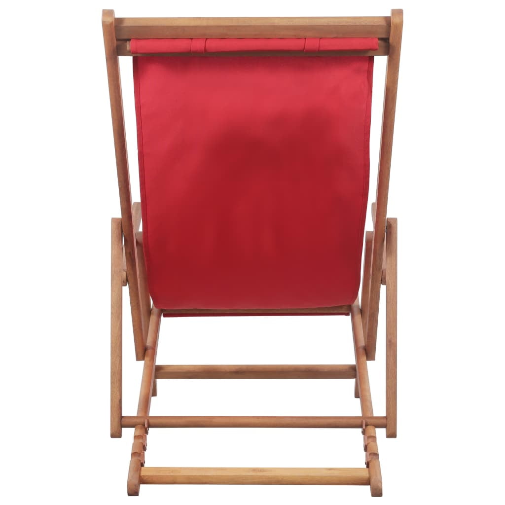 Veryke Folding Wooden Reclining Beach Chair for Outdoor Lounge, Porch, Pool - Fabric in Red Veryke Folding Wooden Reclining Beach Chair for Outdoor Lounge, Porch, Pool - Fabric in Red