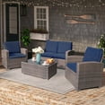 thumbnail image 3 of JOIVI 4 Pieces PE Rattan Sectional Outdoor Conversation Sofa Set with Gray Wicker, Navy Blue Cushion, 3 of 9