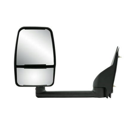 62170G - Fit System Driver Side Towing Mirror for 03-18 Chevrolet Express Van/ GMC Savana Full Size Van, textured black w/ PTM cover, dual lens, foldaway, (Best Full Size Van For Towing)