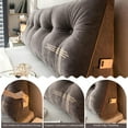 thumbnail image 5 of Desirable Life Headboard Wedge Pillow Twin Size, Delicate Embroidery Triangular Reading Pillow - Ergonomic, Removable Cover w/ Side Pocket Backrest Bolster Pillows, Coffee, 5 of 6