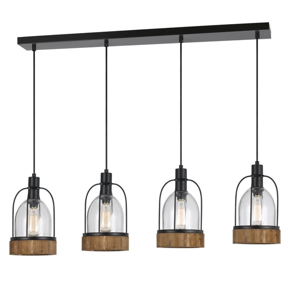 Cal Lighting Beacon 4" Transitional Metal Pendant in Dark Bronze Wood