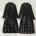 thumbnail image 5 of BRGZLK Women's Plaid Midi Dress Classic Plaid Polo Collar Ruffled Vintage Long Sleeve Dress with Belt Spring Summer Casual Outfit Coffee XL, 5 of 5