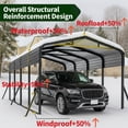 thumbnail image 5 of Sylviera 12x20ft Heavy-Duty Metal Carport, Outdoor Car Port Canopy with Reinforced Iron Frame, All-Weather Shelter for Cars, Trucks & Boats, Easy Assembly, 5 of 10