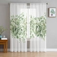 thumbnail image 3 of Sheer Curtains 108 inches Long, Spring Botanical Green Eucalyptus Leaves Light Filtering Sheer Window Curtains Rod Pocket Voile Drapes for Bedroom Living Room, 52"W x 108"L 2 Panels, 3 of 7