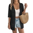 thumbnail image 4 of Cardigan Sweaters for Women Open Front Cropped Crochet Beach Cover Ups Black S, 4 of 9