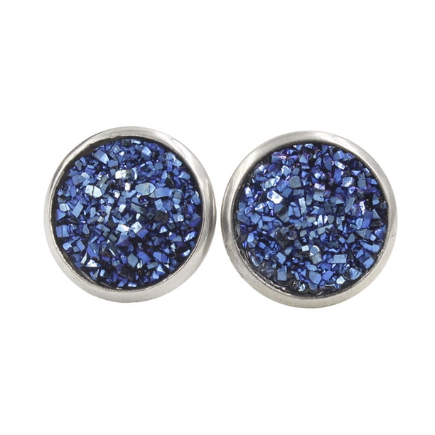 Pendientes Gotas para los oídos de acero inoxidable Galvanoplastia fina Superficie lisa Ligero Pendientes Magnífico regalo para boda Ropa, zapatos y accesorios Miscelánea Azul claro brillante Minnieouse AP009493-29B