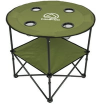 Camp & Go 28" Round Lightweight Fabric Portable Folding Beach Table with Cupholders, Green