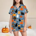 thumbnail image 2 of TOWED22 Toddlers Halloween Pajamas Kids Girl Print Pajama Set Button Down Lounge Sleepwear Graphic PJS Kids Sleepwear Fall Nightwear Loungewear Set, 2 of 5