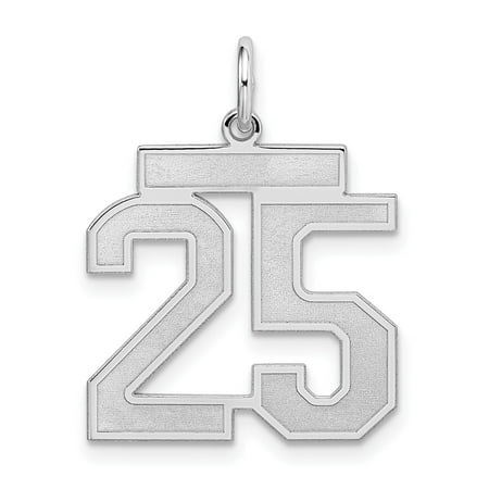 Diamond2Deal 925 Sterling Silver Rhodium-Plated Satin Number 25 Charm Pendant for Women