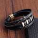 thumbnail image 4 of Pulsera de cuero para hombre - Pulsera de cuero trenzado premium para hombres y mujeres con cierre magnético de acero inoxidable - Pulseras trenzadas multicapa para hombres - Pulsera de cuero para niños JM, 4 of 4